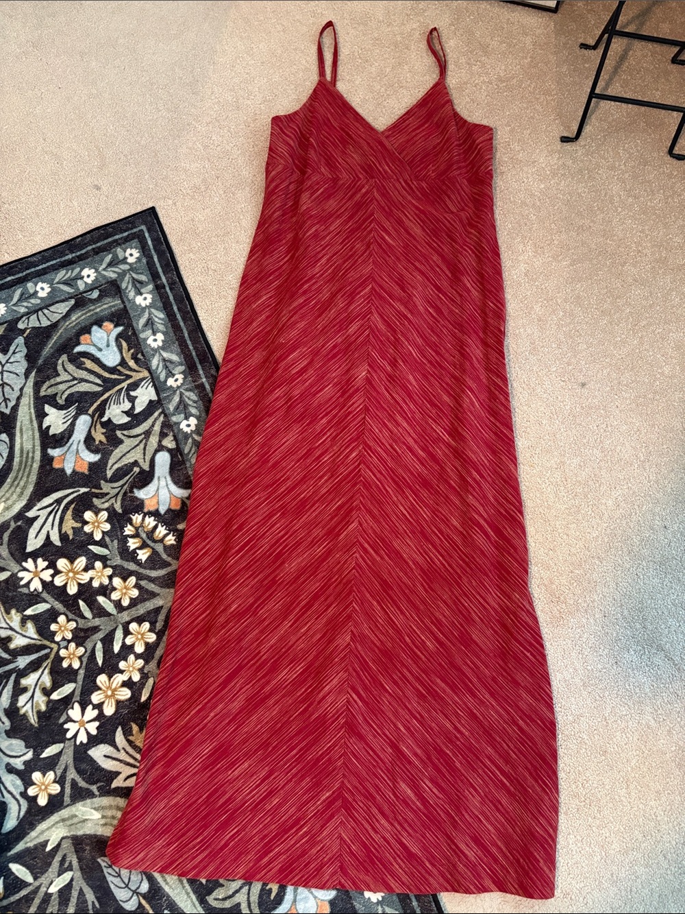 Y2K Vintage Old Navy Red Tan Linen Blend Maxi Dress